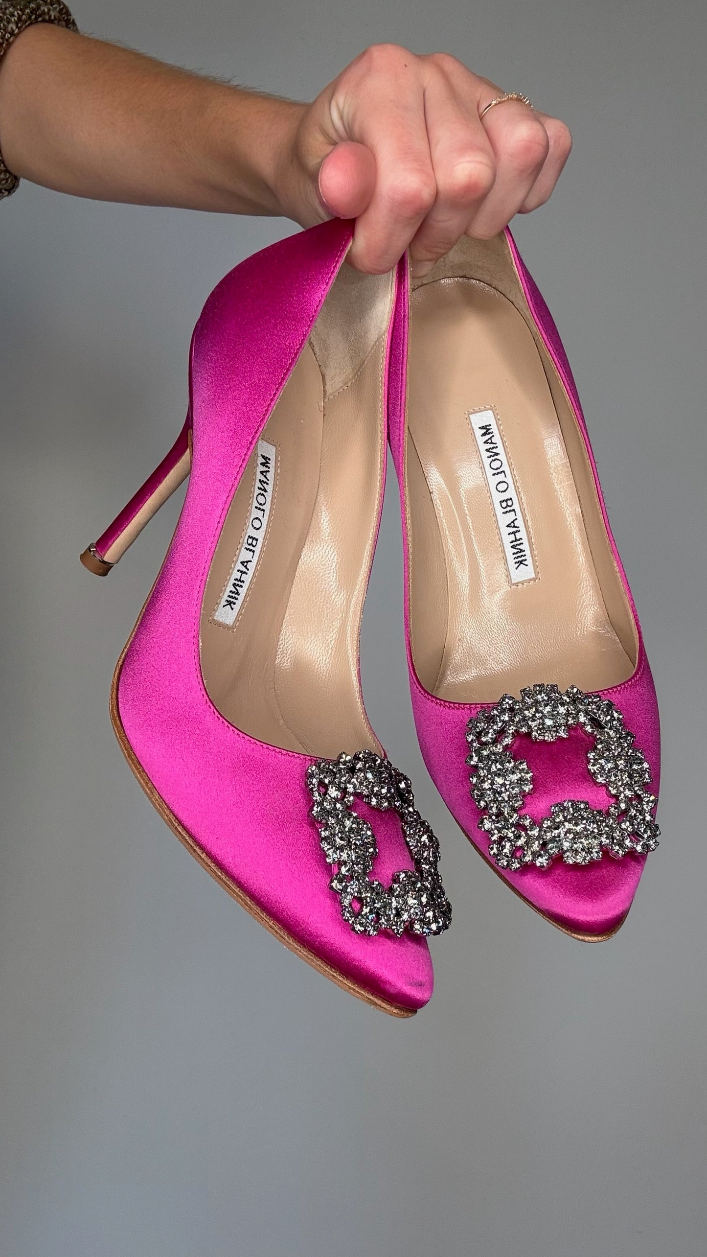 Pink Satin and Crystal Heels - 6