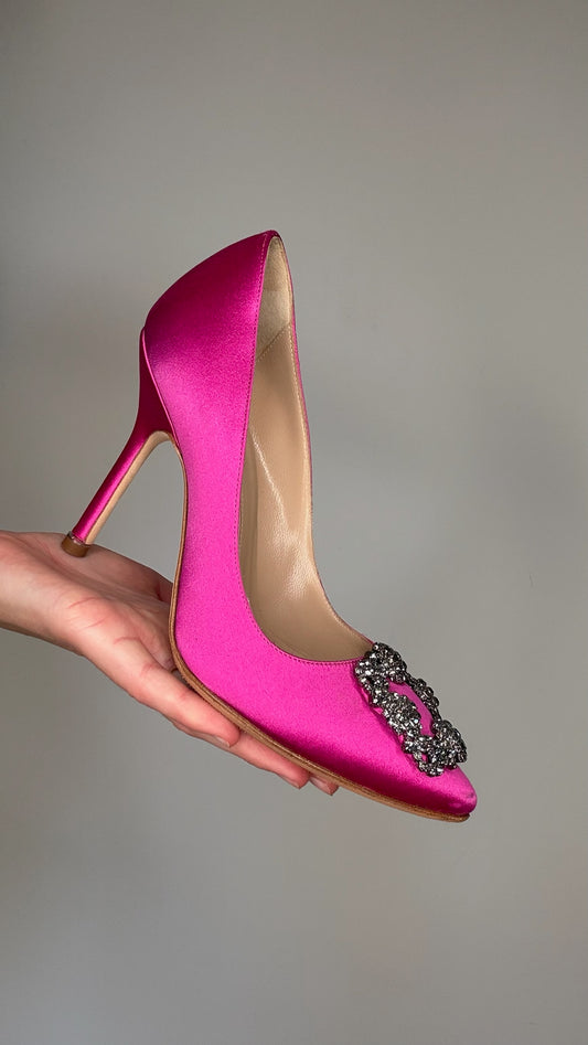 Pink Satin and Crystal Heels - 6