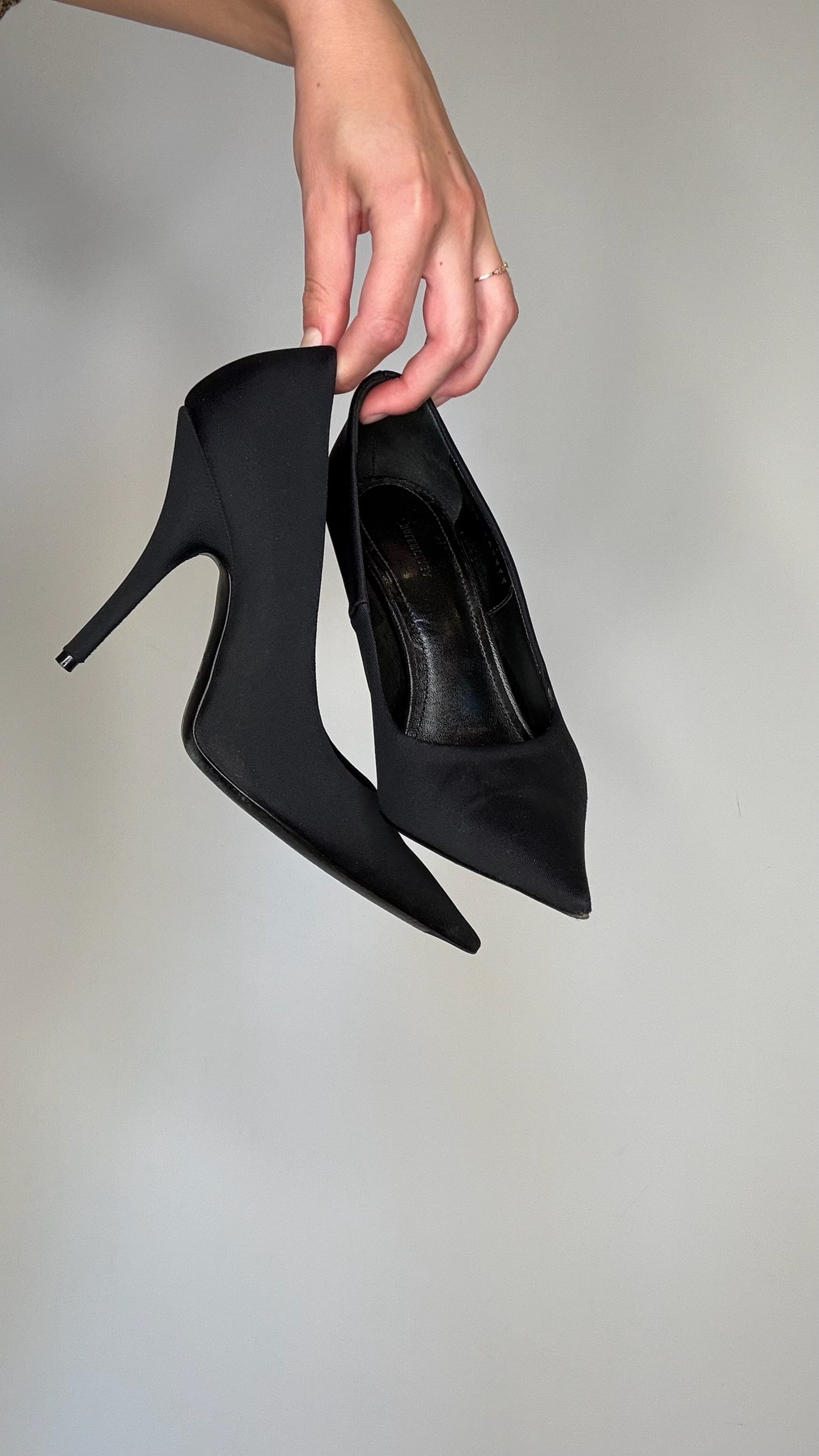 Black Satin Heels - 5