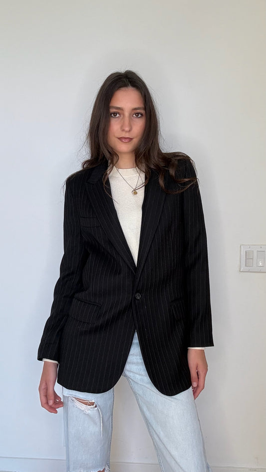 Black Striped Blazer - 2