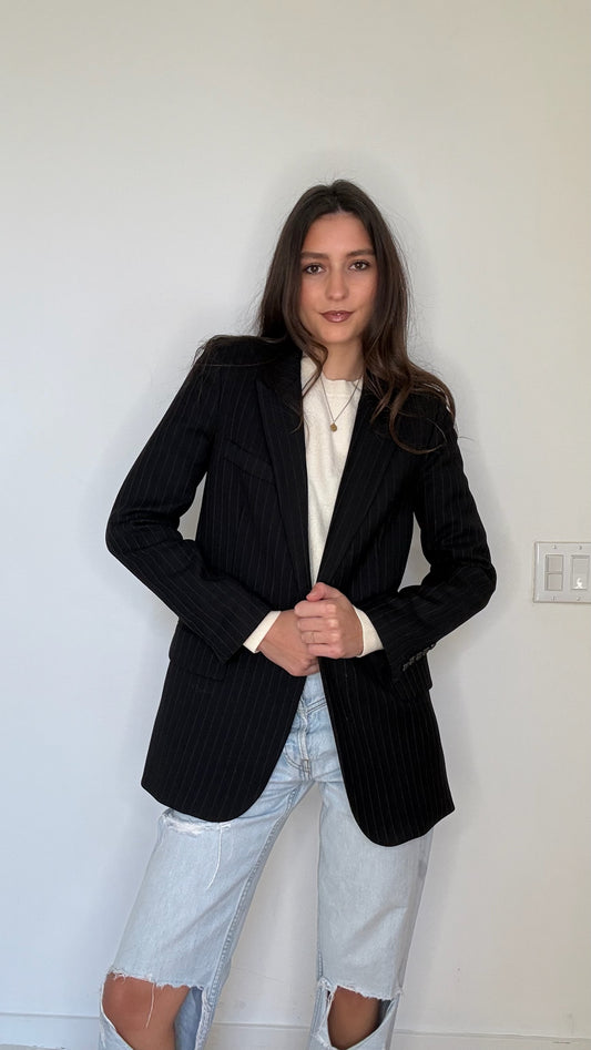 Black Striped Blazer - 2