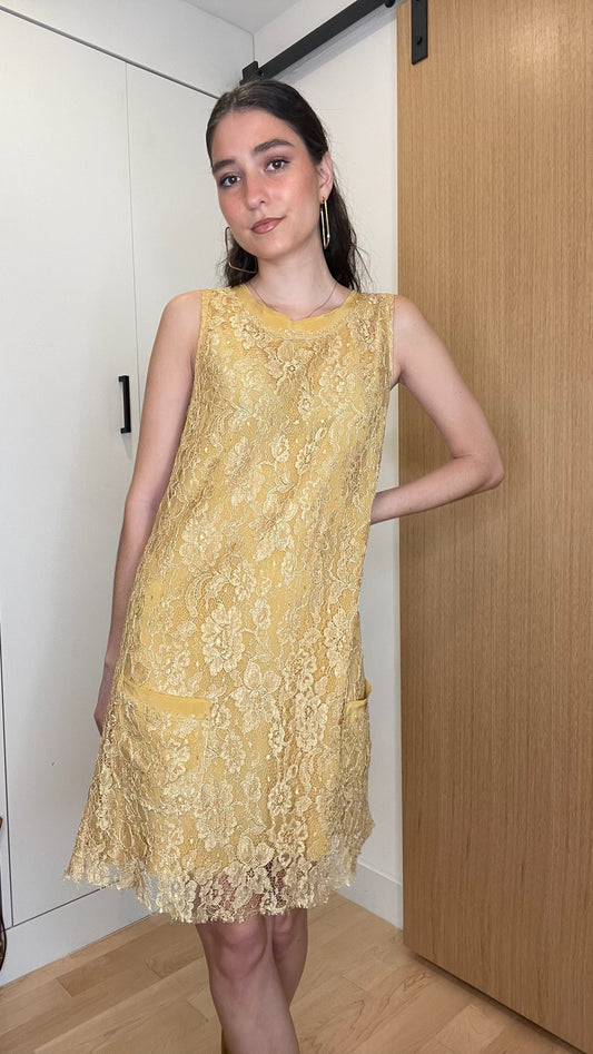 Yellow Lace Dress - M
