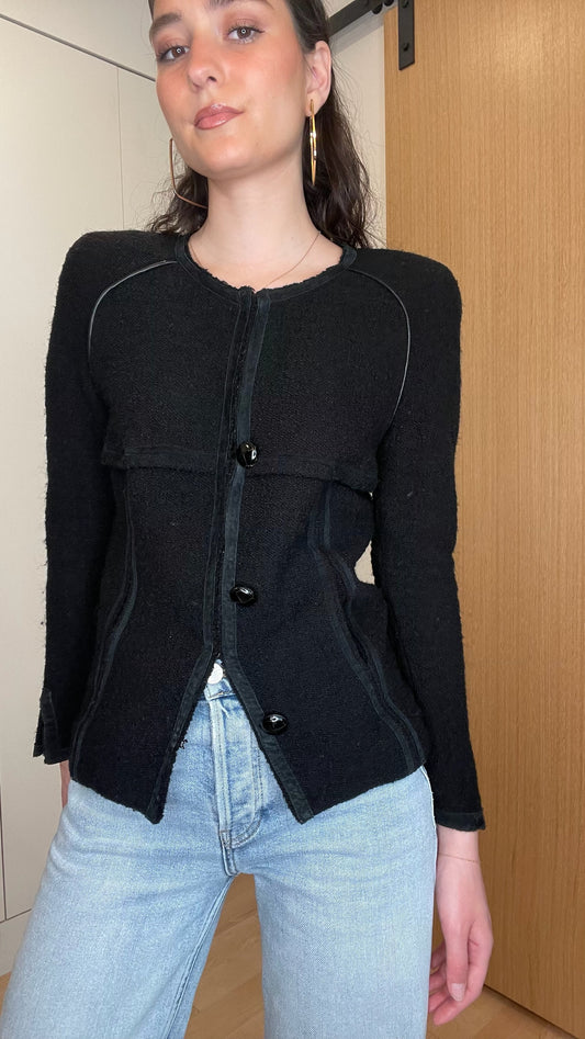 Black Wool Cropped Jacket - XS