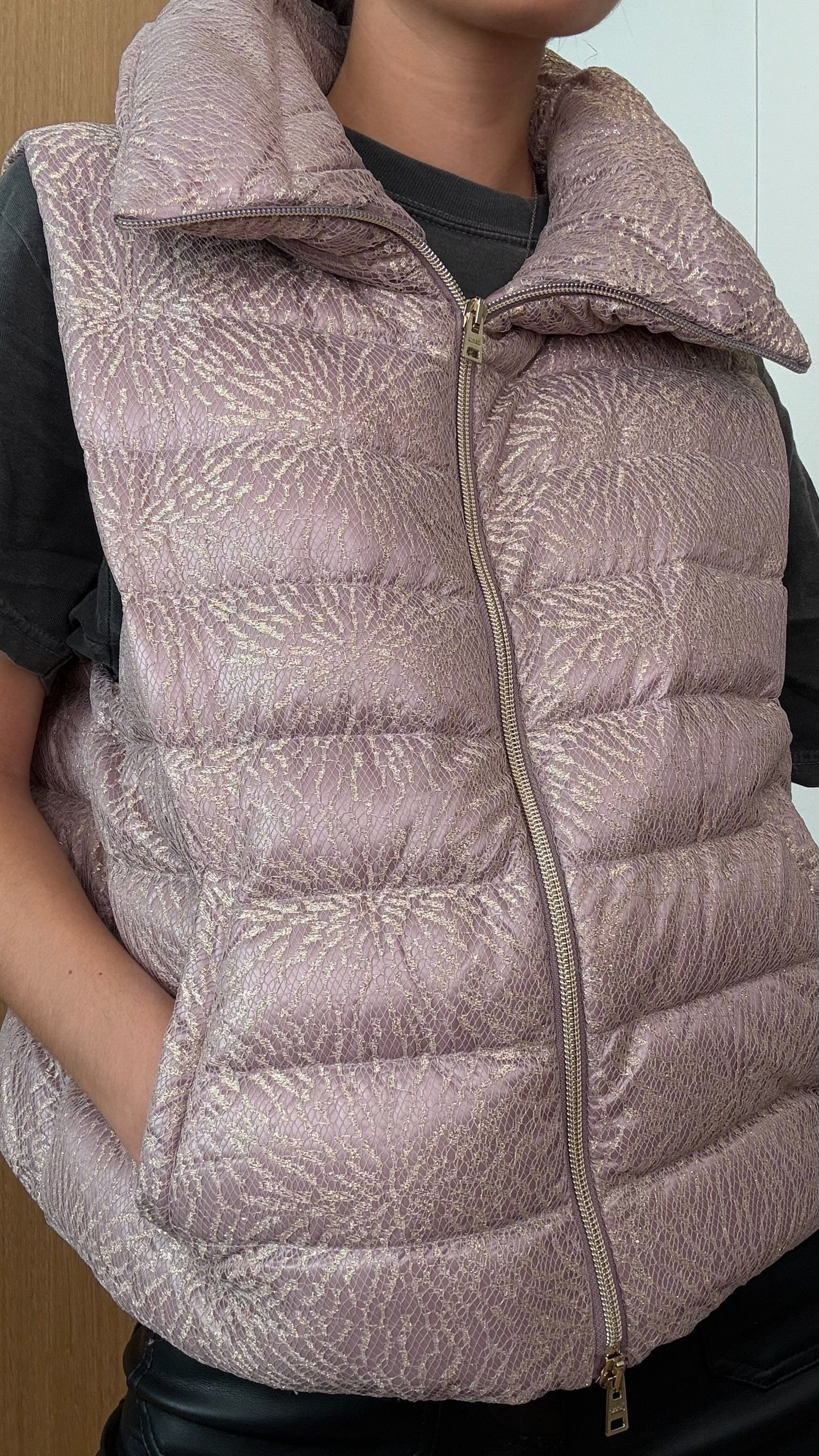 Laced Pink Puffer Vest - M/L