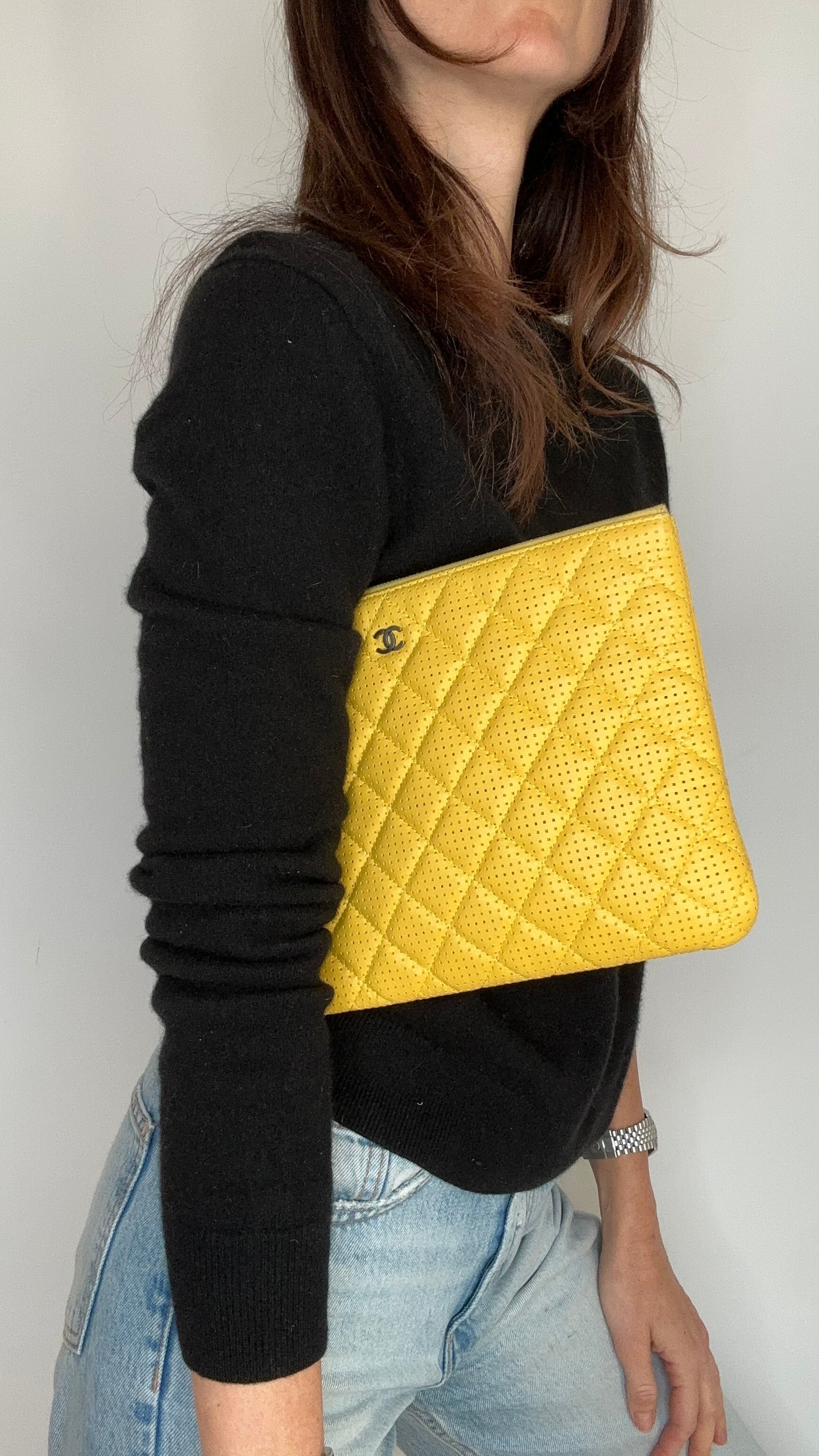 Yellow Leather Clutch