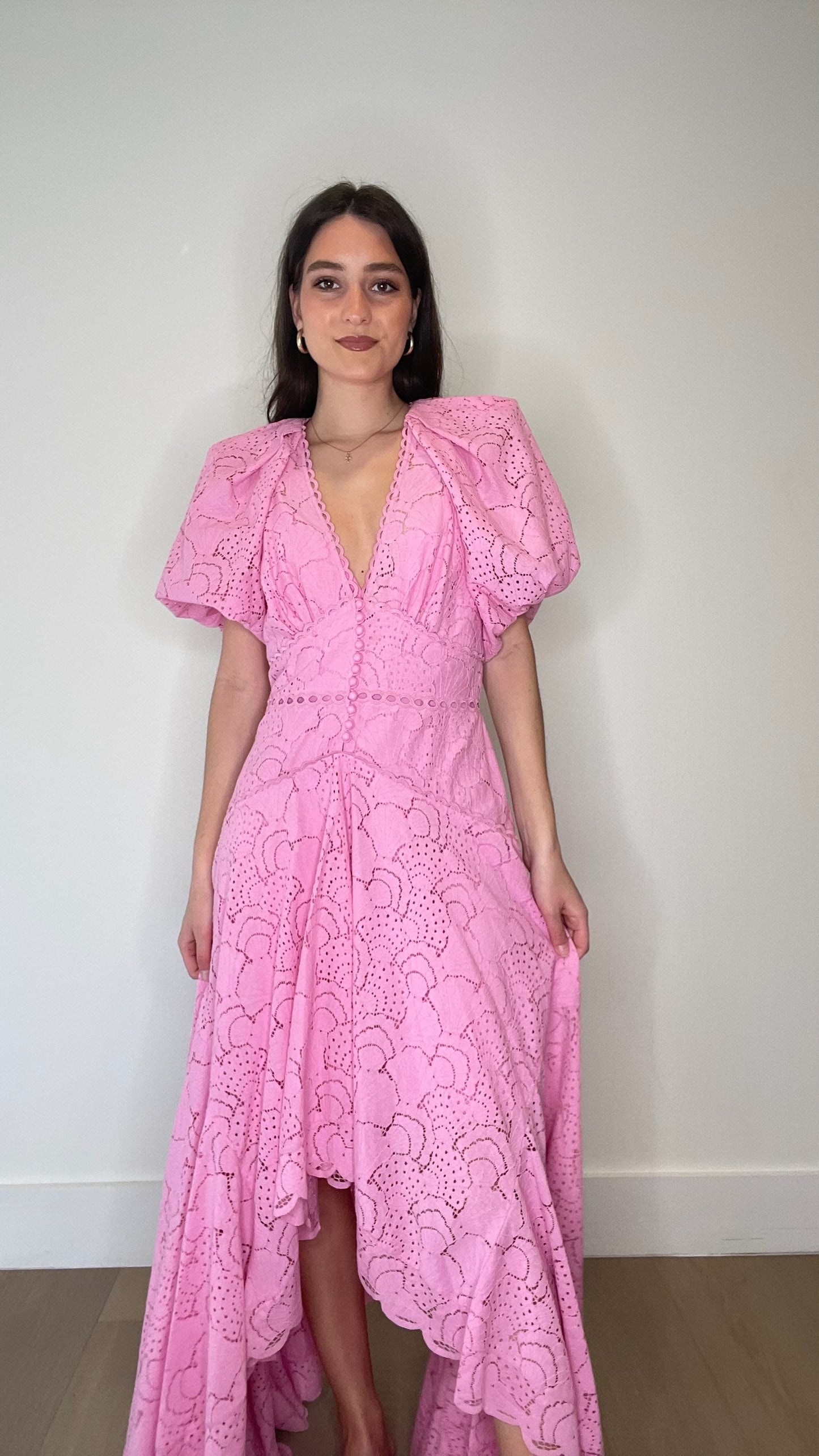 Pink Long Lace Dress - 6