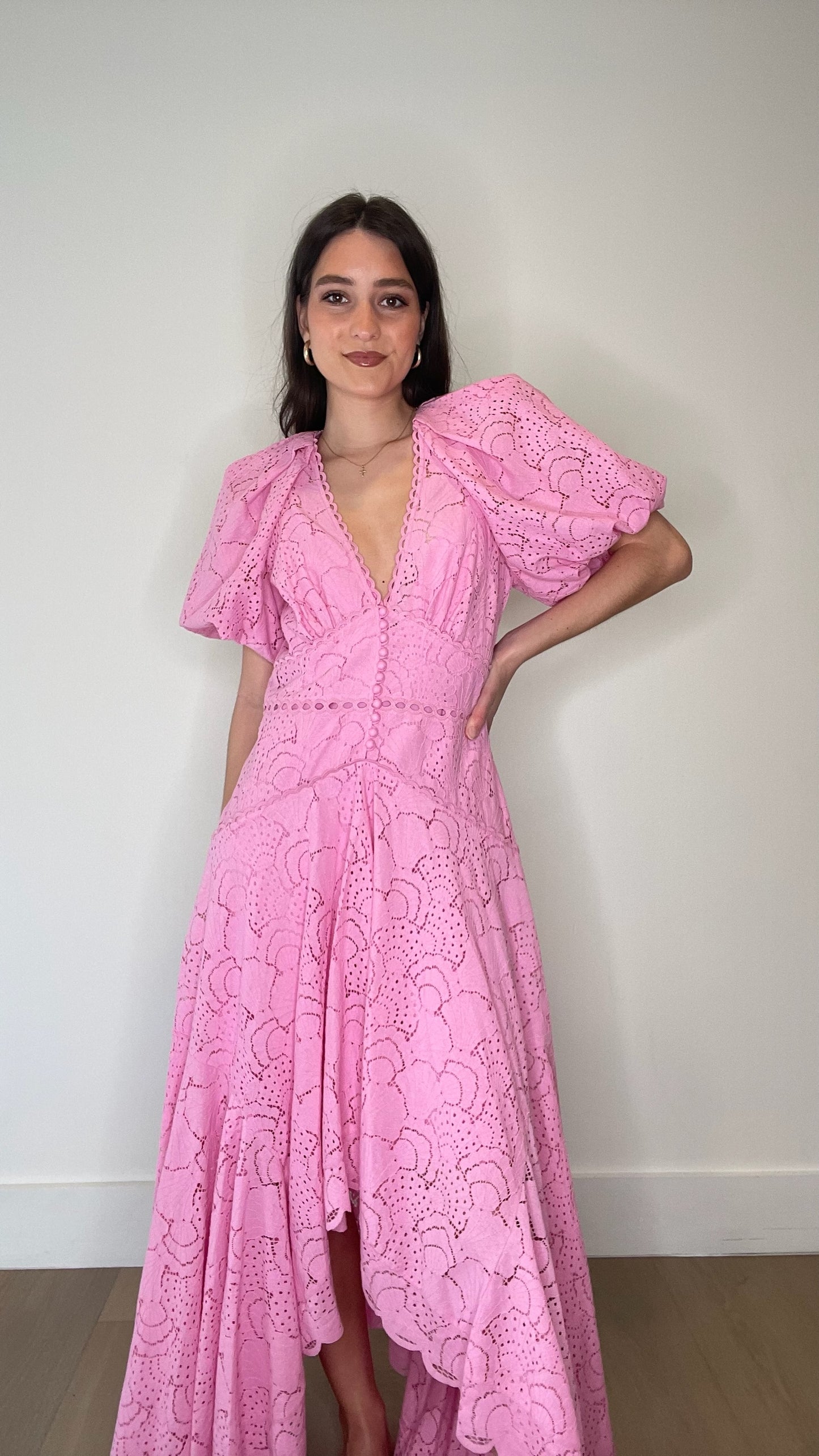 Pink Long Lace Dress - 6