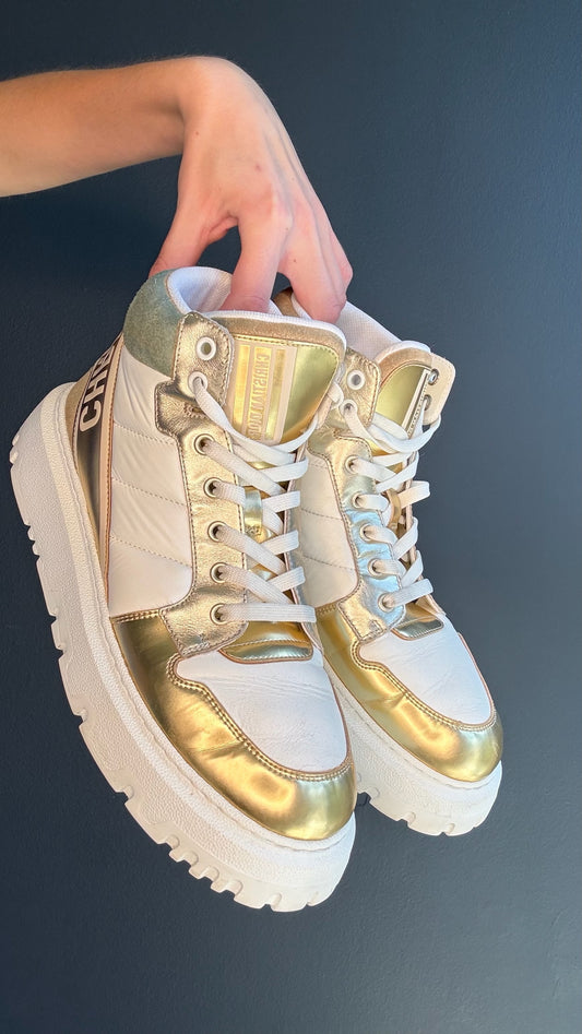 Christian Dior Gold High Top Sneakers - 40