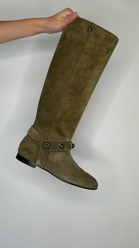 Suede Embellished Boots - 8