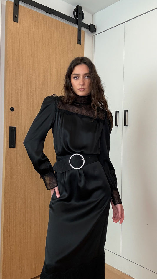 Black Silk & Lace Dress - S/M