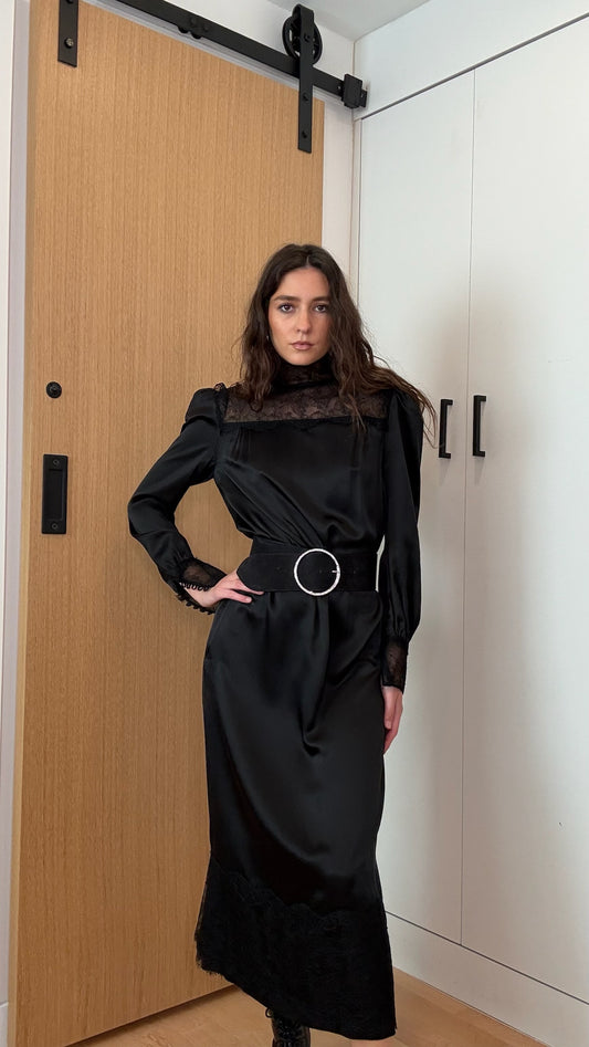 Black Silk & Lace Dress - S/M