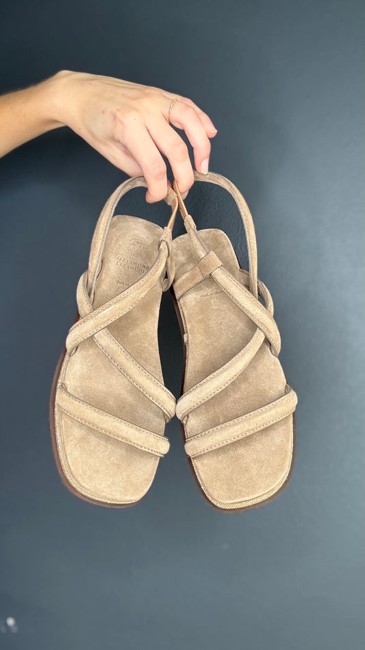 Brunello Cucinelli Suede & Monili Sandals - 38
