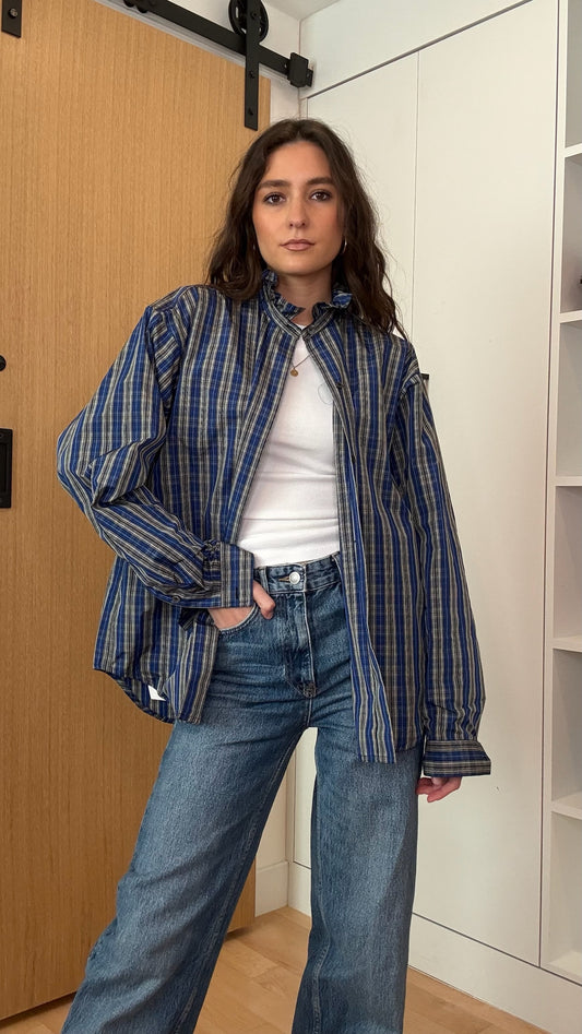 Blue Plaid Shirt - XS