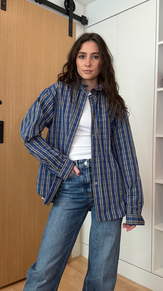 Blue Plaid Shirt - XS