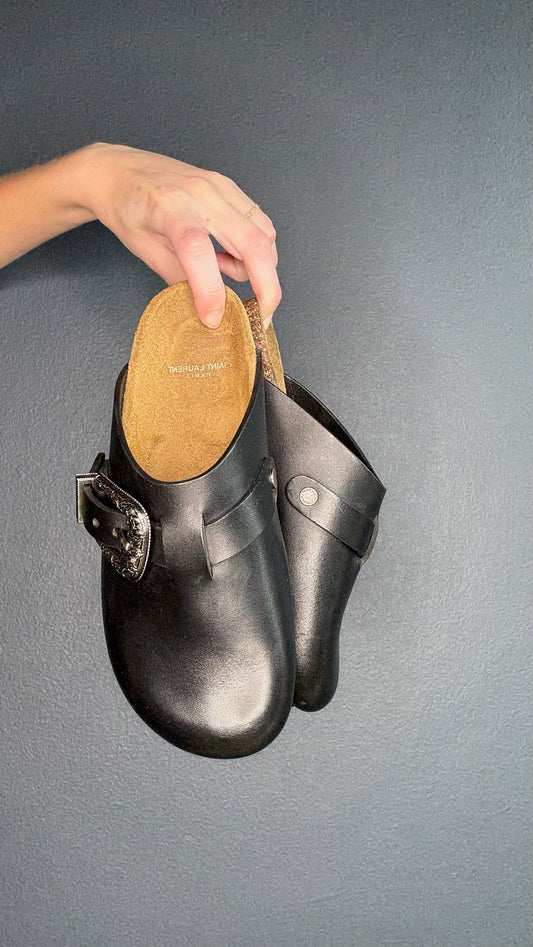 Black Western Mules - 7.5