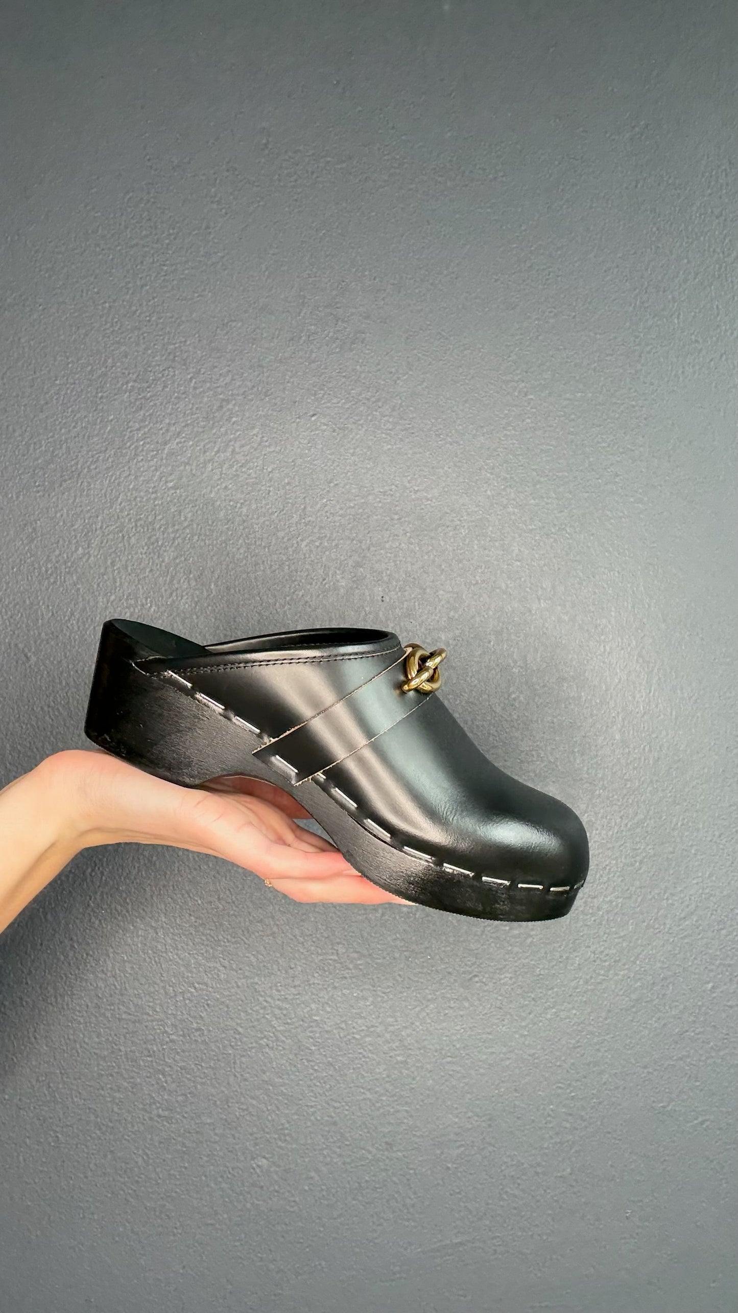 Black & Gold Clogs - 7.5