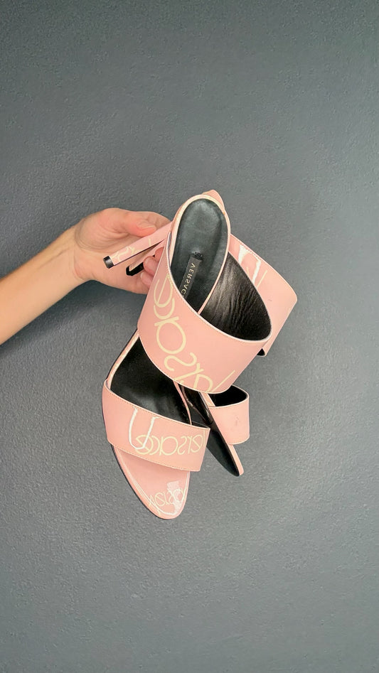 Versace Pink Logo Heels - 10