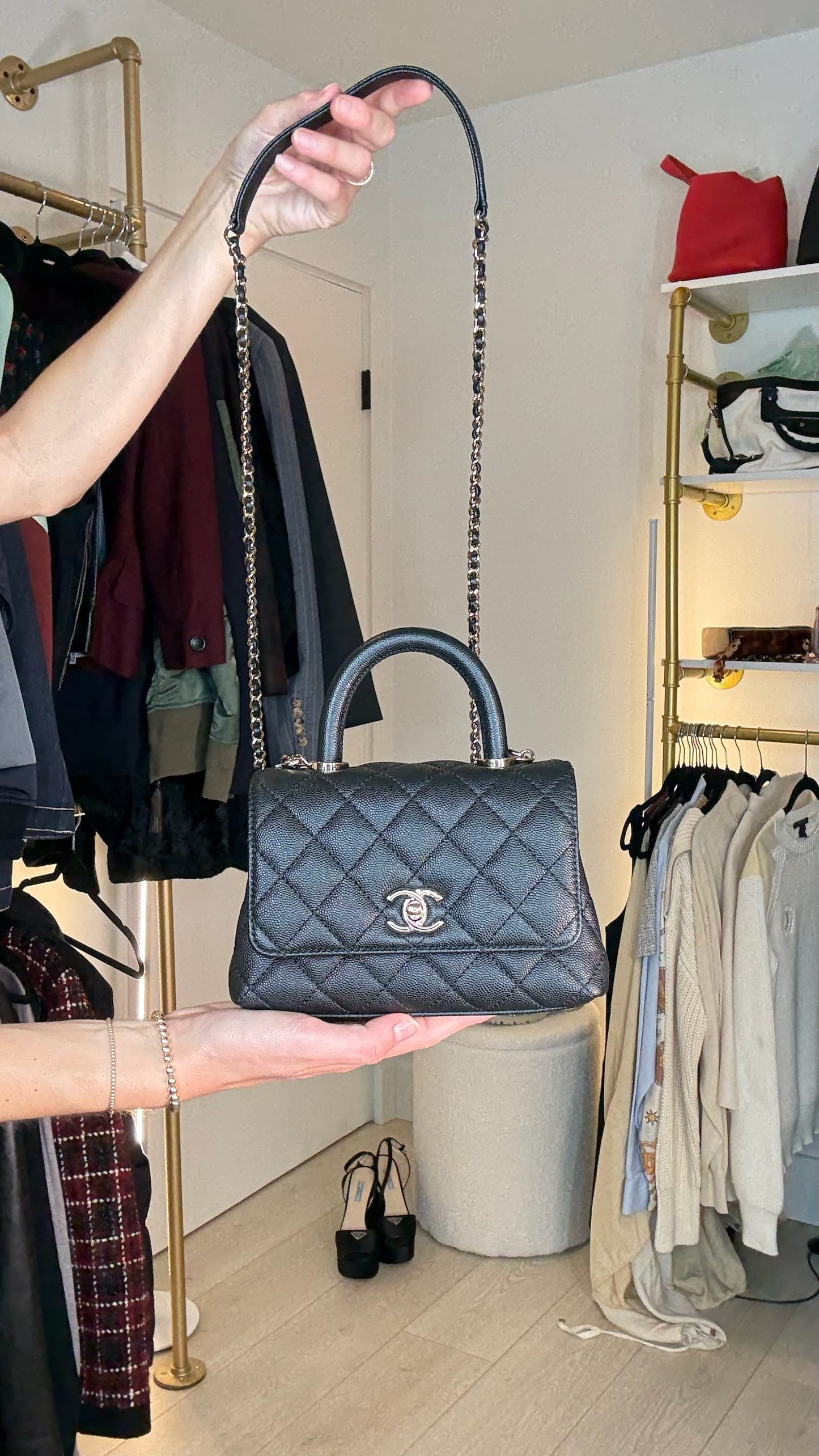 Black Caviar Top Handle Bag