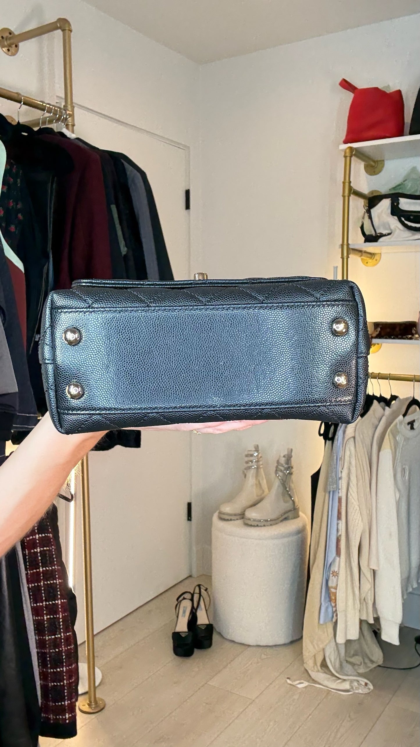 Black Caviar Top Handle Bag