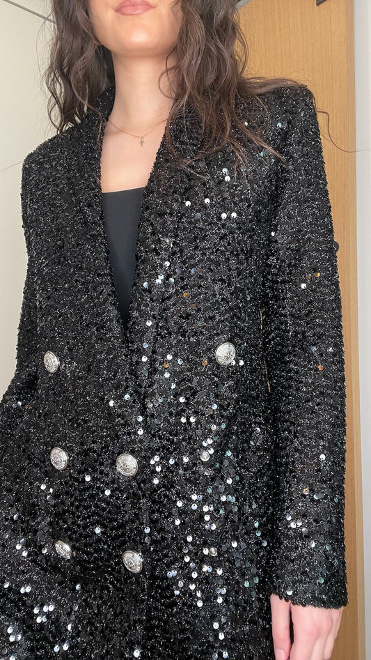 Black Sequins Blazer/Dress - S