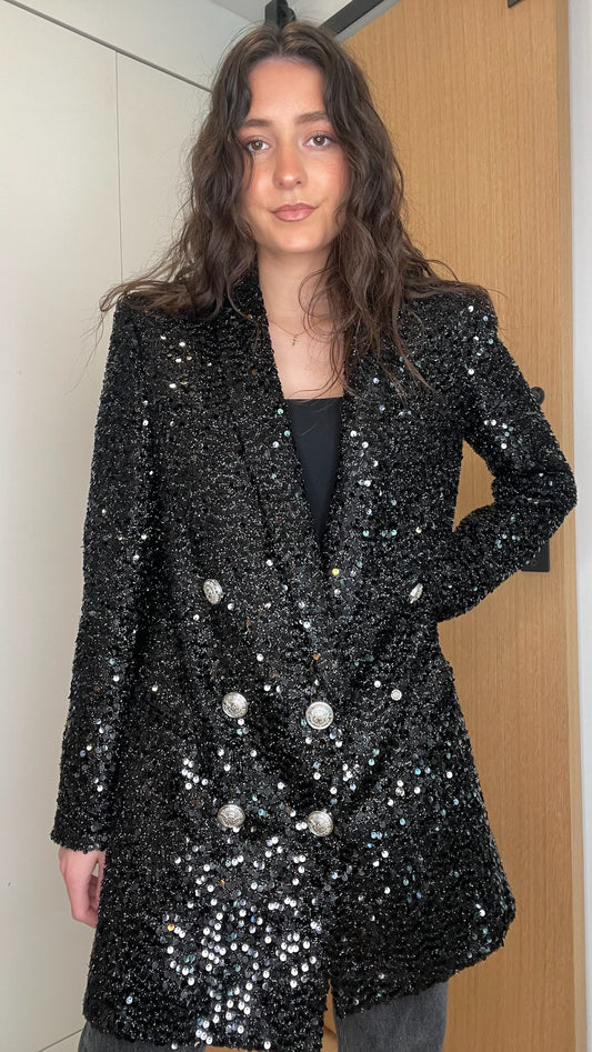 Black Sequins Blazer/Dress - S