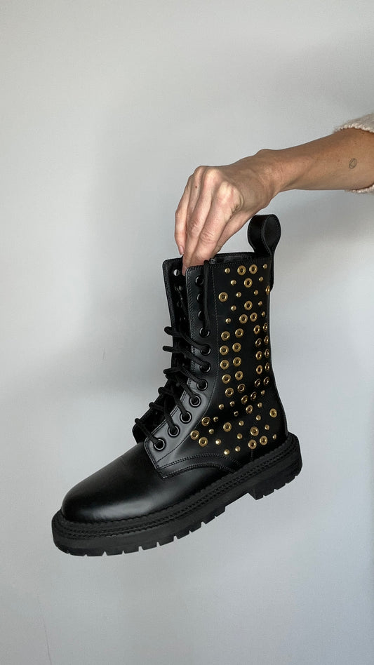 Studded Combat Boots - 7