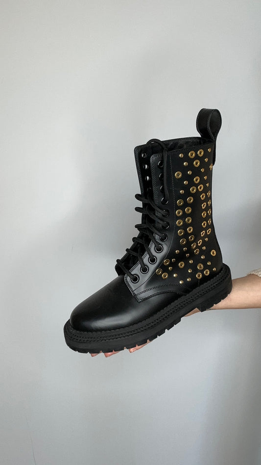 Studded Combat Boots - 7