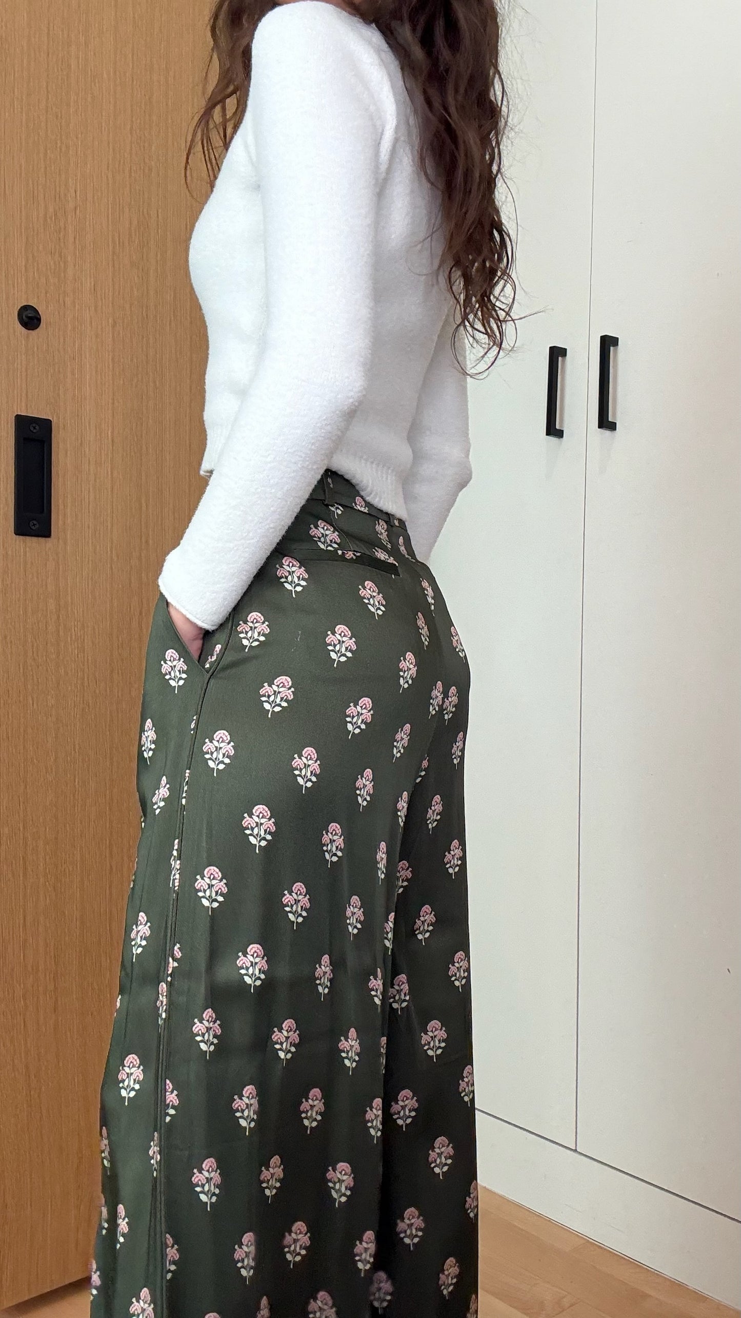 Green Floral Pants - 0