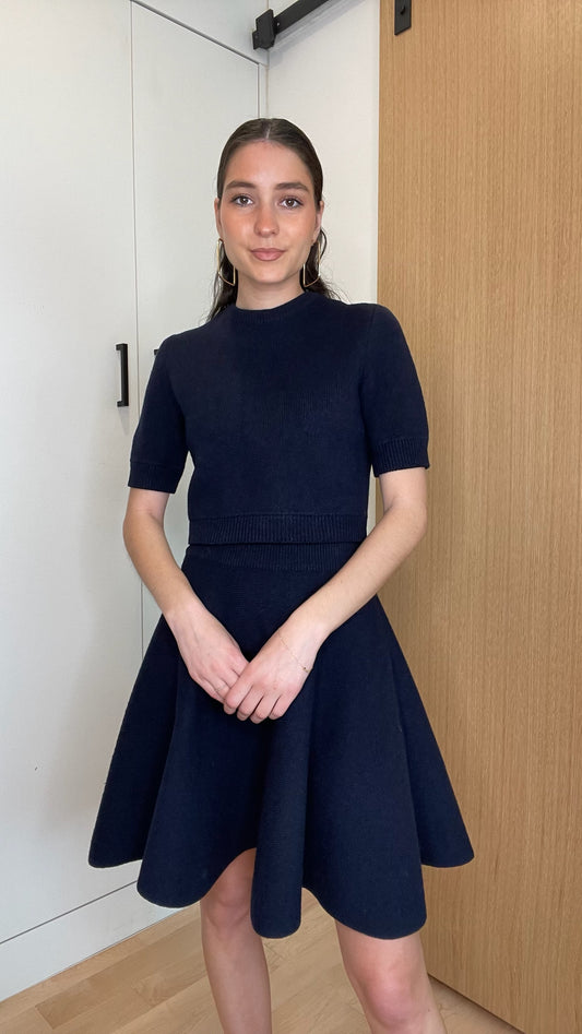 Navy Top & Skirt Set - S