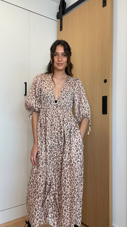 Leopard Linen Dress - S/M