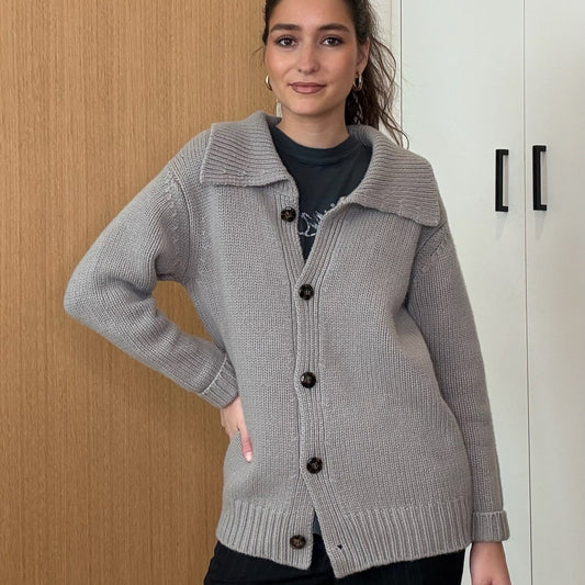 Grey Cashmere Cardigan - S