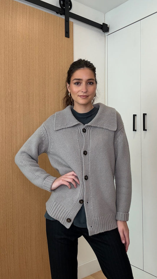 Grey Cashmere Cardigan - S