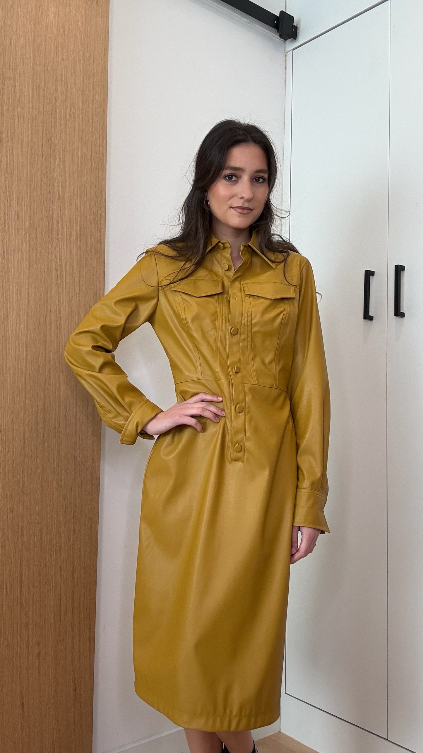 Mustard Faux-Leather Dress - 2