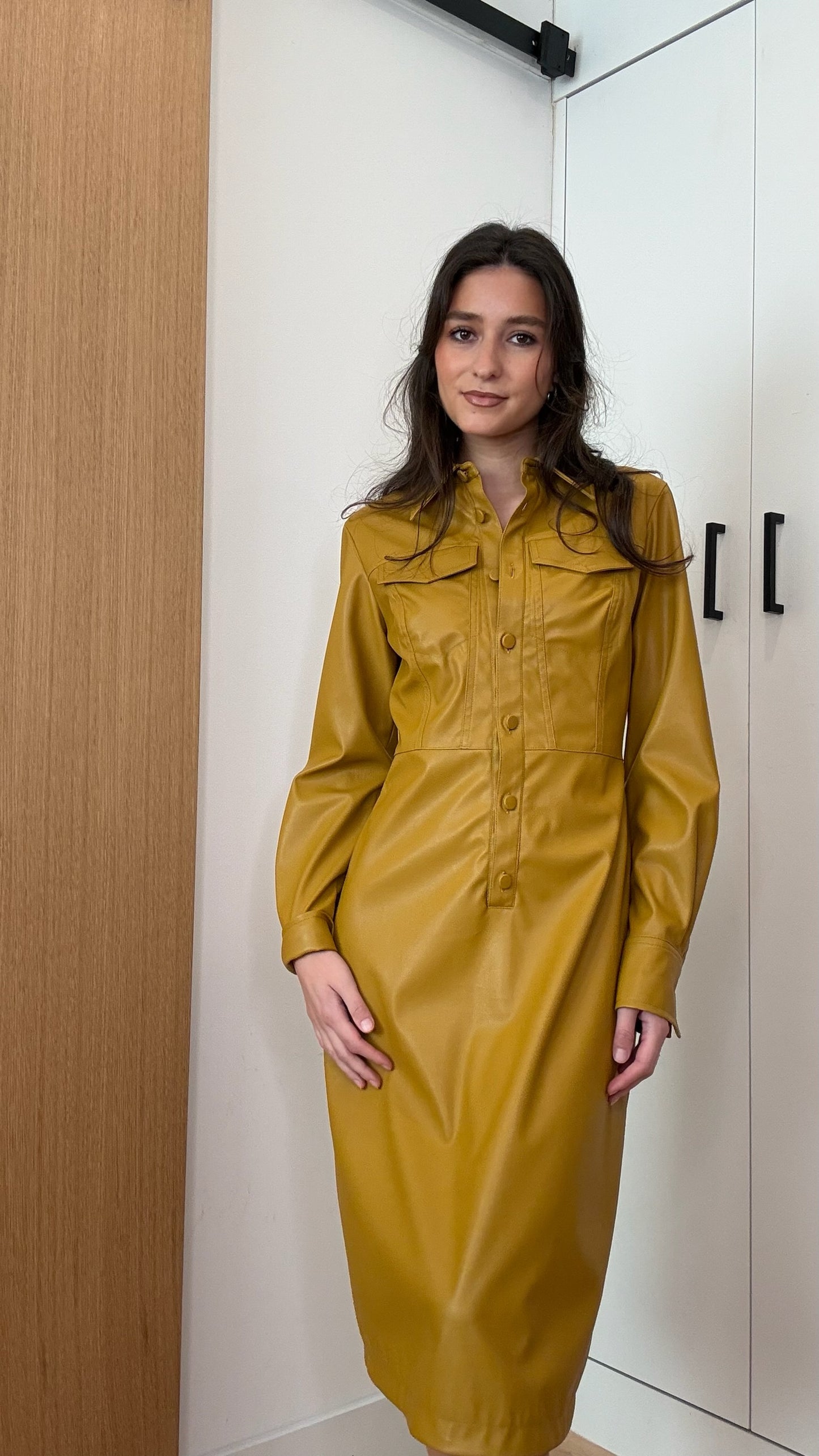 Mustard Faux-Leather Dress - 2