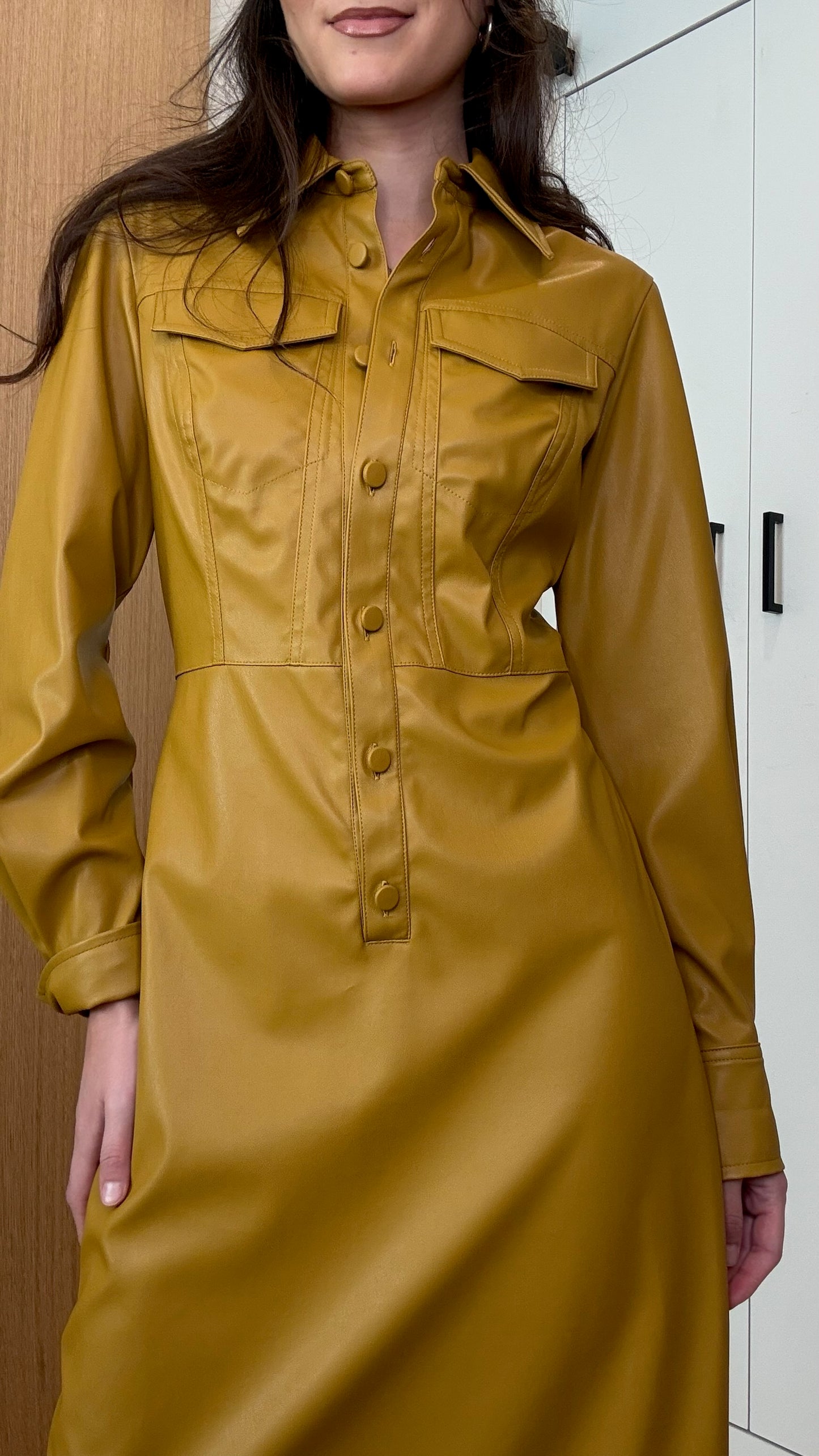 Mustard Faux-Leather Dress - 2