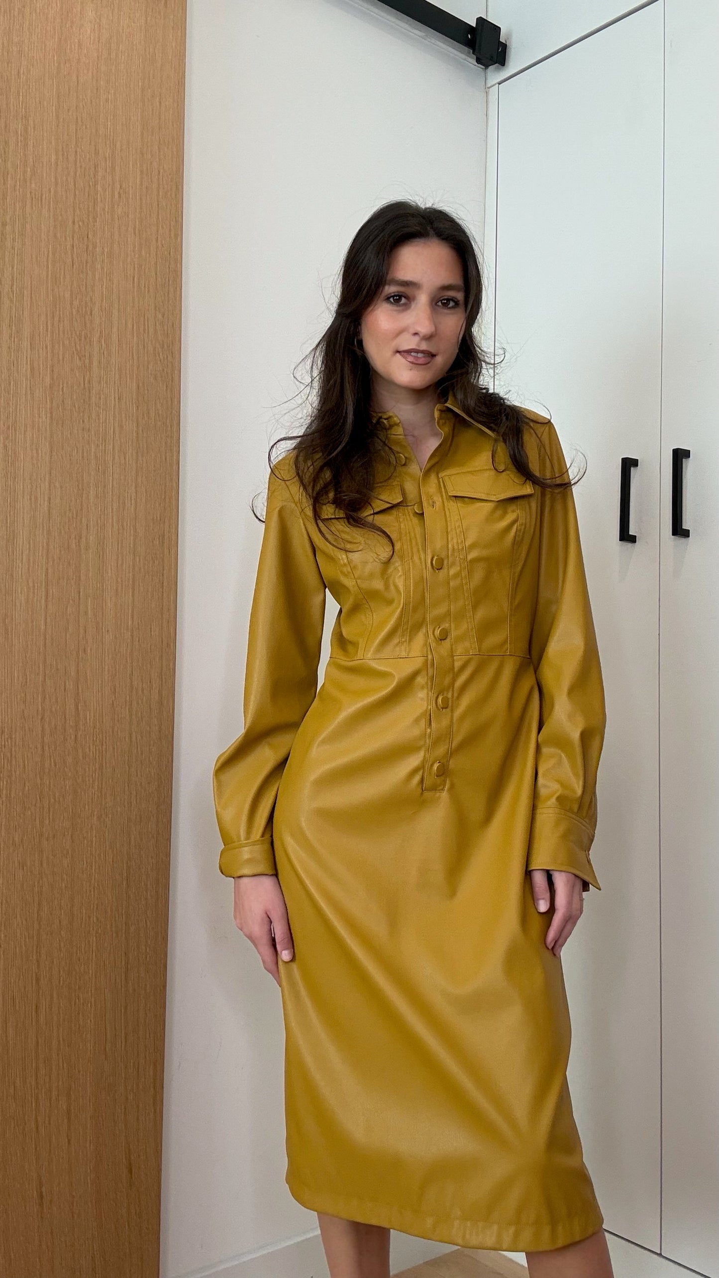 Mustard Faux-Leather Dress - 2