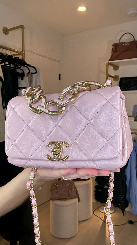 Chanel Light Pink Lambskin Mini Flap