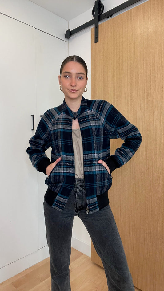 Plaid Bomber Jacket - XS