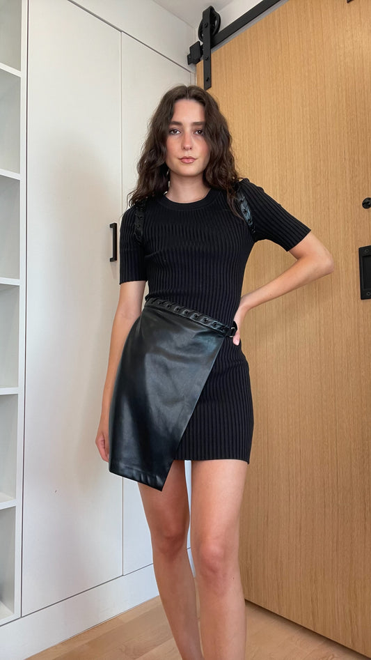 Black Faux-Leather Mini Dress - XS