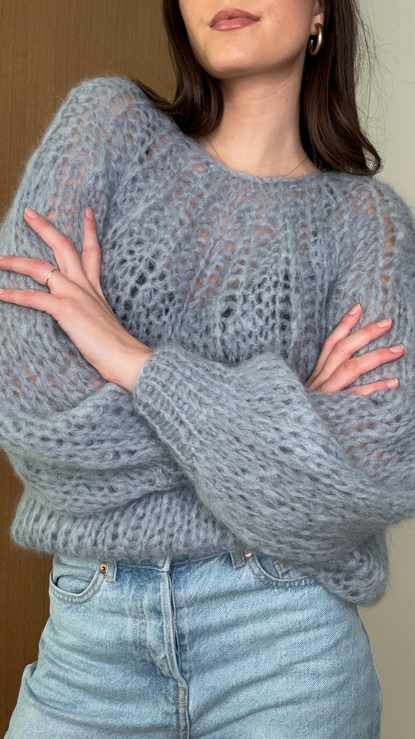 Soft Grey Mohair Sweater - S