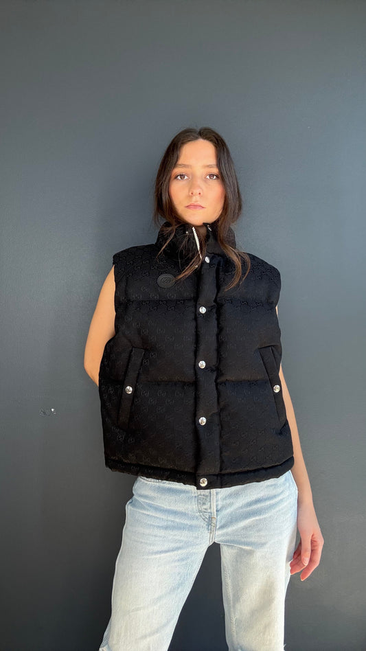 Gucci Black Monogram Puffer Vest - XS
