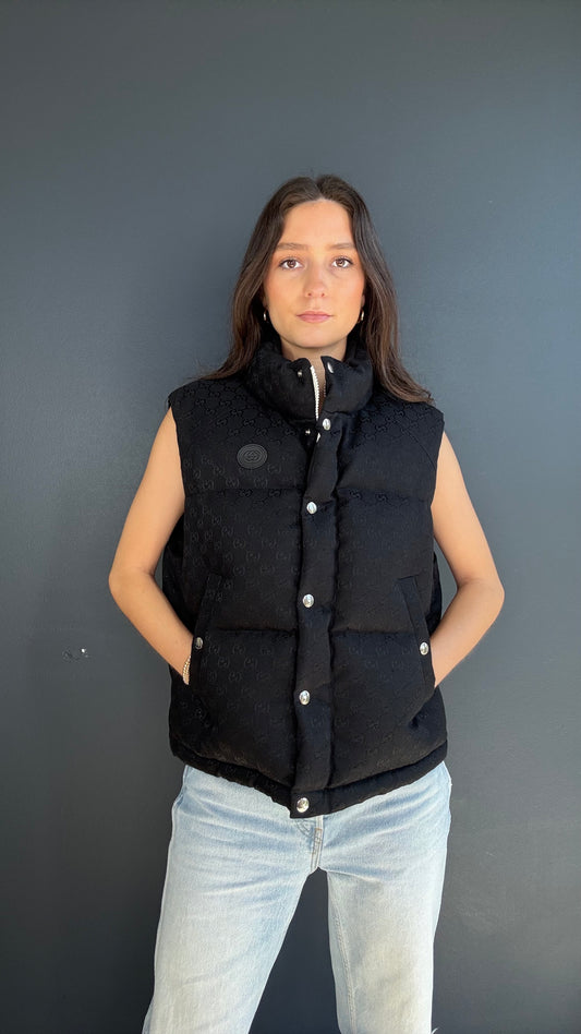 Gucci Black Monogram Puffer Vest - XS