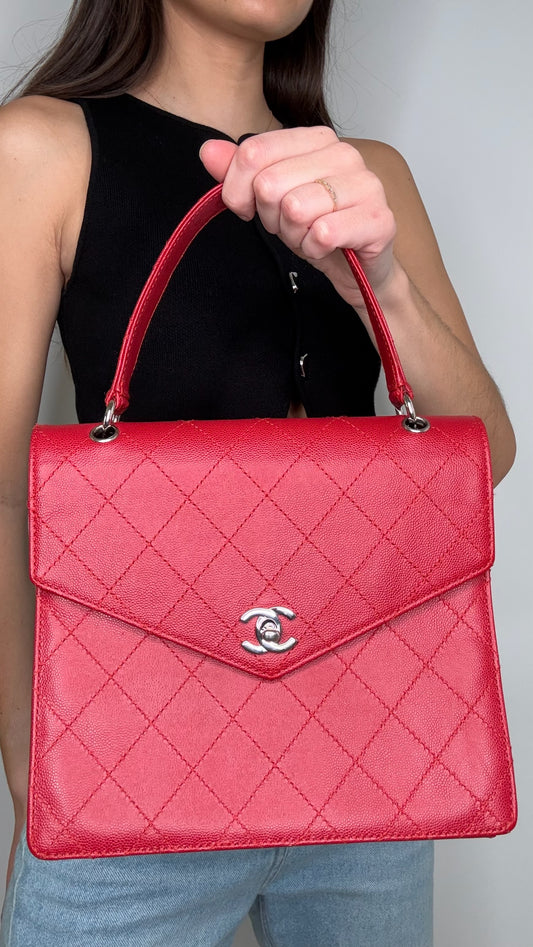 Red Caviar Top Handle Bag