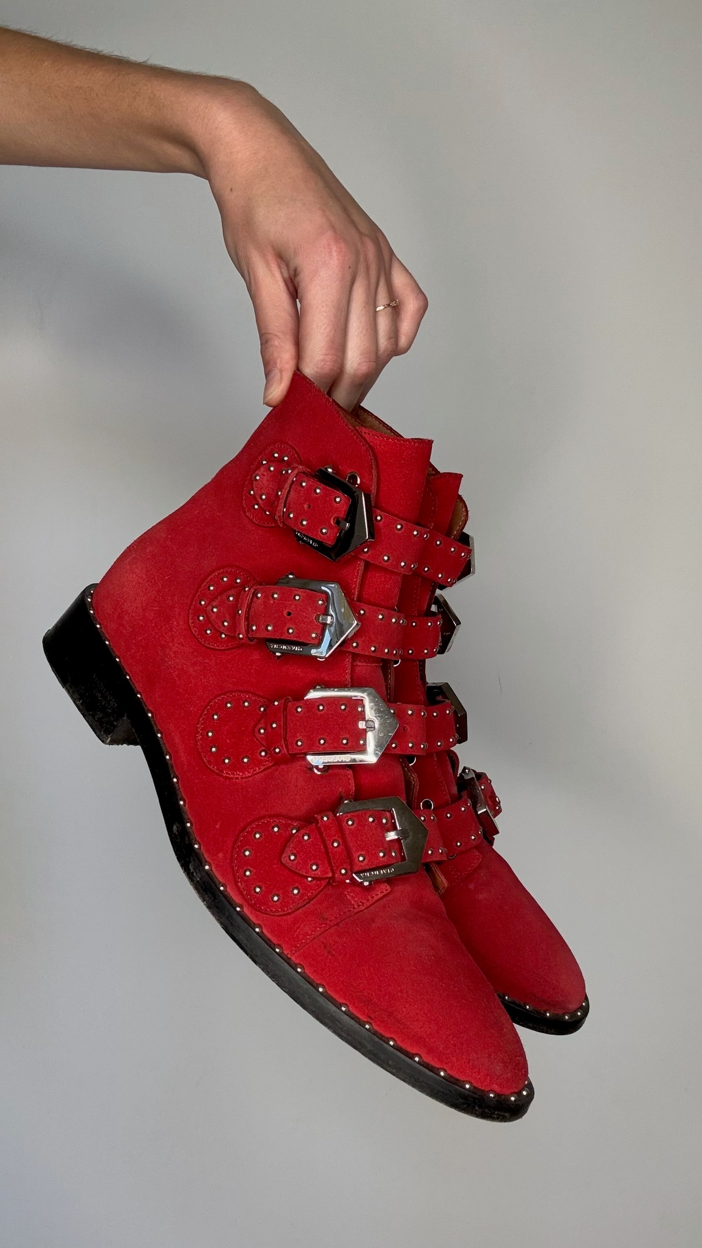 Red Suede Boots - 10