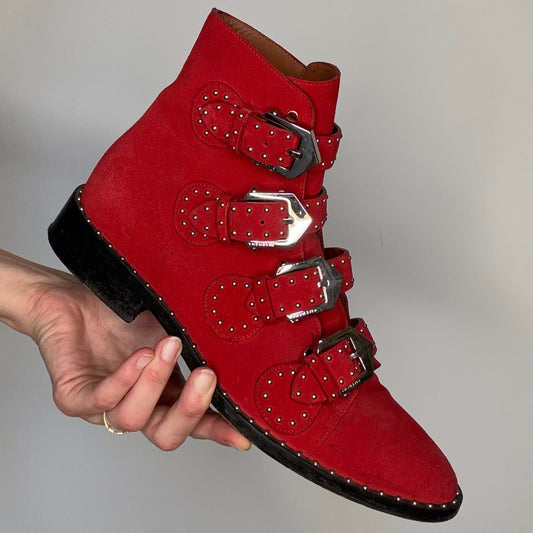 Red Suede Boots - 10