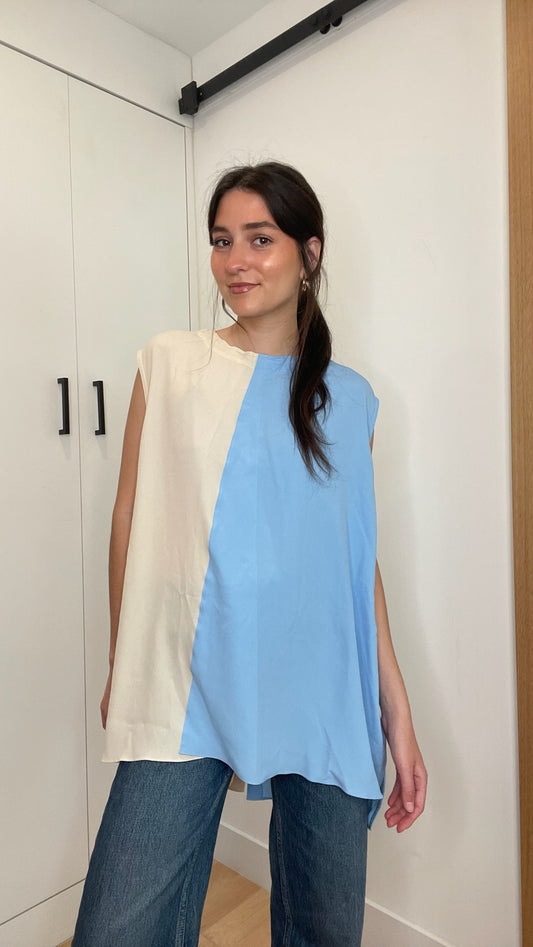 Colorblock Silk Top - XL