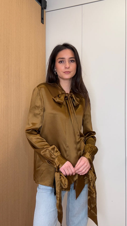 Brown Silk Shirt - S/M