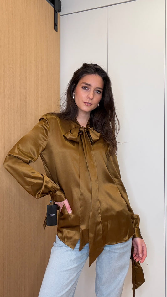 Brown Silk Shirt - S/M
