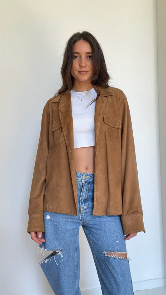 Vintage Suede Shirt Jacket - L