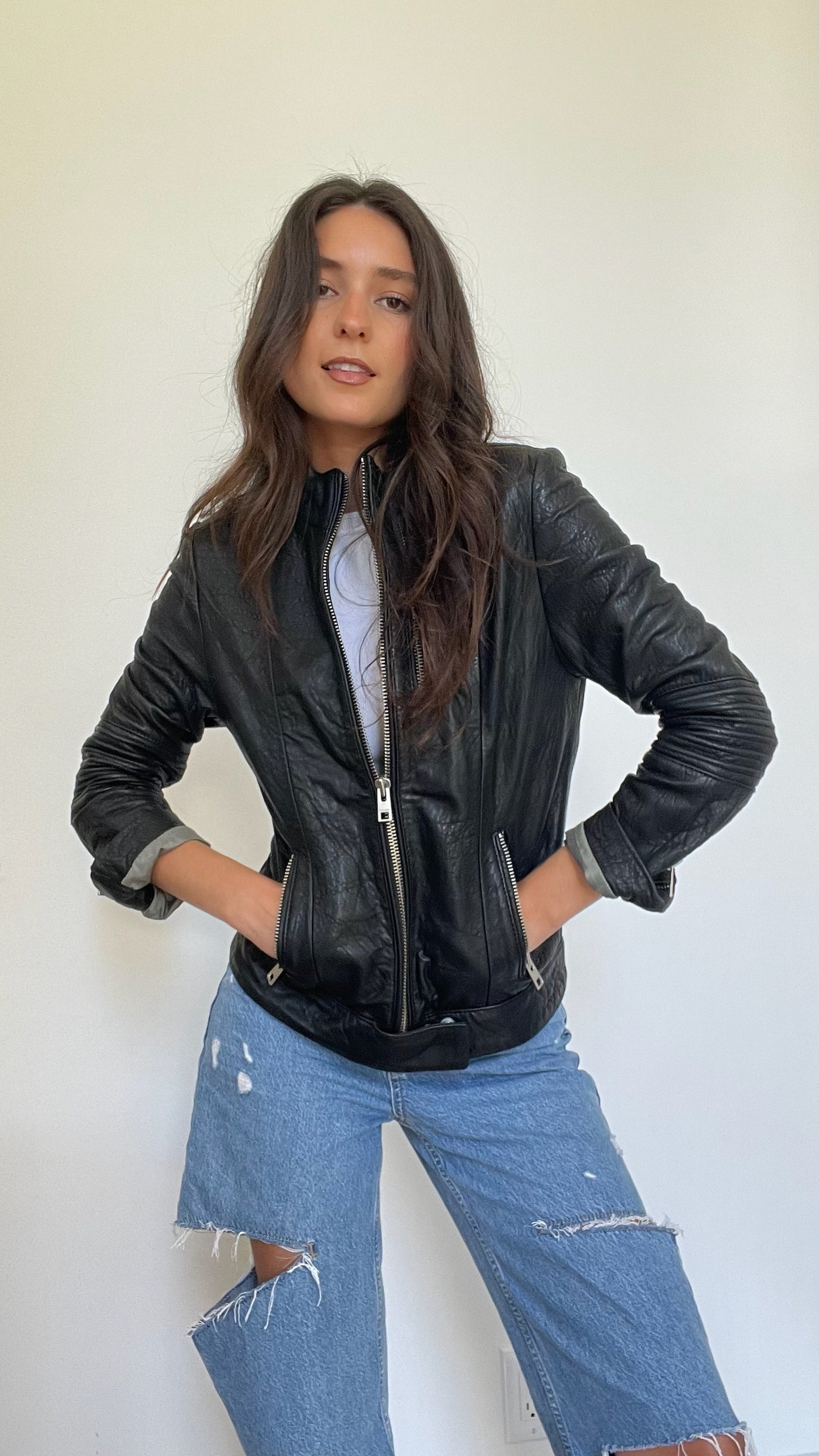 Black Leather Jacket - S